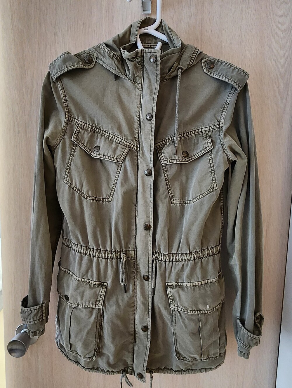 Talula Olive Green Utility Jacket with Hood